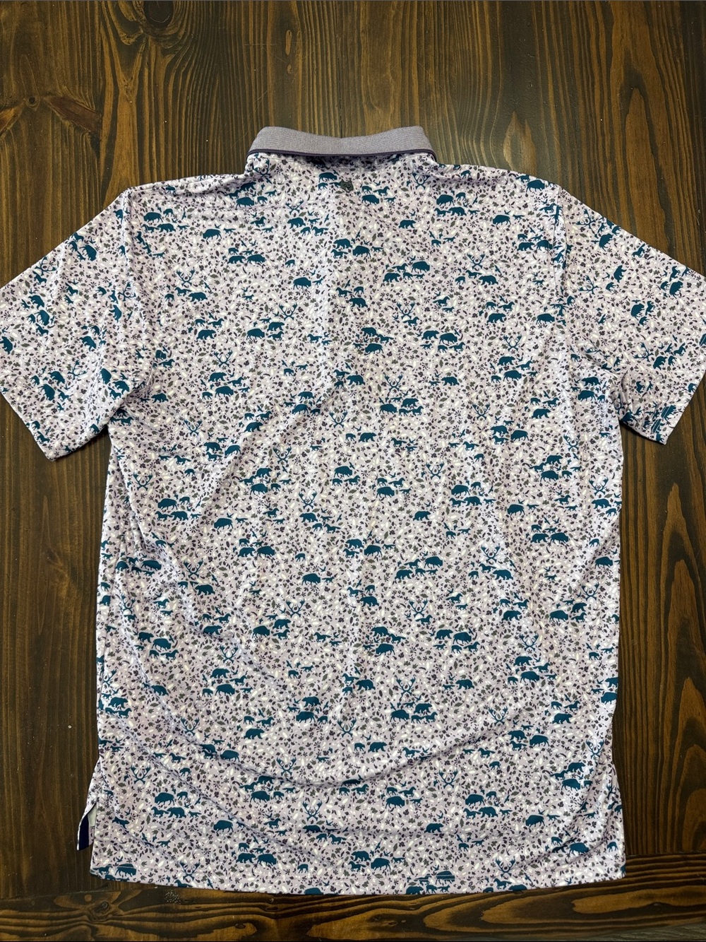 Greyson Animal Pattern Men’s Golf Polo Short Sleeve Size Large Purple Blue - Picture 3 of 9